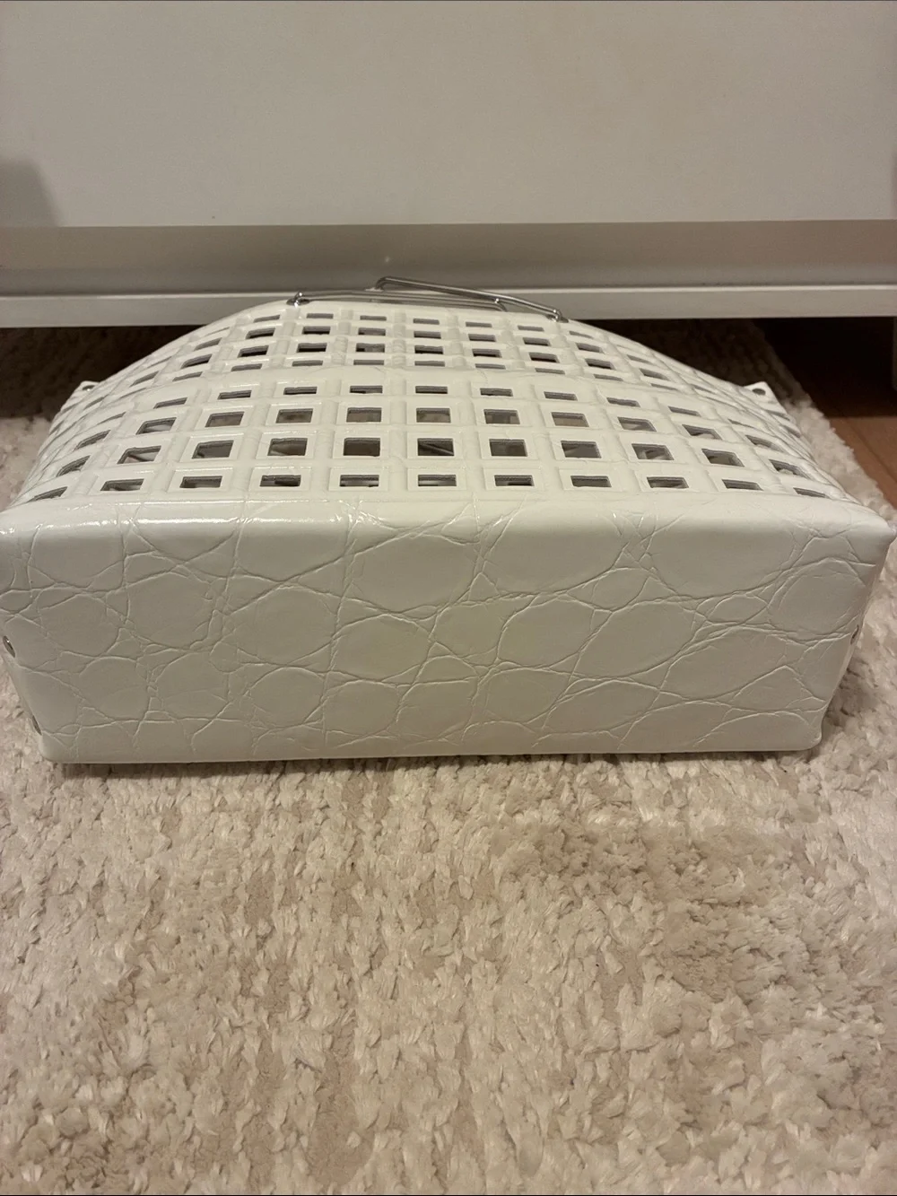 Tory Burch Ella Croc Embossed shopping basket tote in White NWT